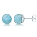 Beaux Bijoux Sterling Silver Larimar Blue Earrings for Women - Round Bead Natural Stone Jewelry - Hypoallergenic