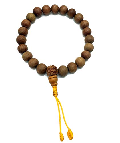 Healing Lama 10MM Beads Genuine Himalayan Sandlewood Tibetan Meditation Prayer Bracelet. with Rudrakshya Guru Bead. Yoga Bracelet.