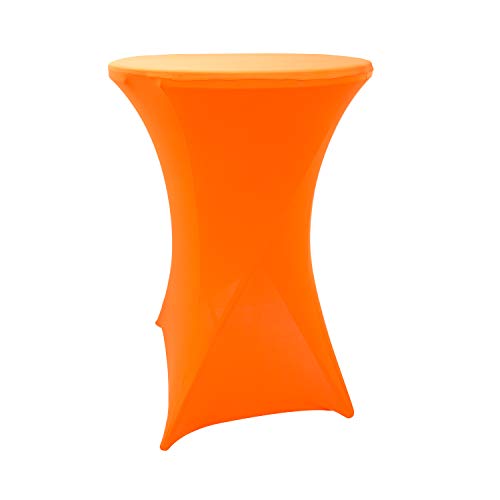 iEventStar 30 inches Highboy Cocktail Round Stretch Spandex Fitted Table Cover High Top Square Corners Tablecloth (30'' x 42'', Orange)