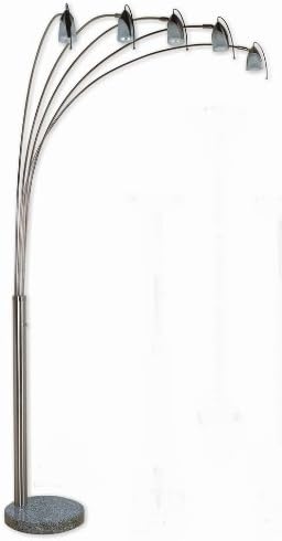86" Inches Tall Minimalist Modern Metal Lamp with a 14" Inches Round Marble Base