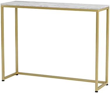JIAYUAN Table Wall Desk, Console Entryway Hallway Table, Home Office Table With Marble Top Heavy Duty Metal Frame Computer Desk for any apartment, home or office.