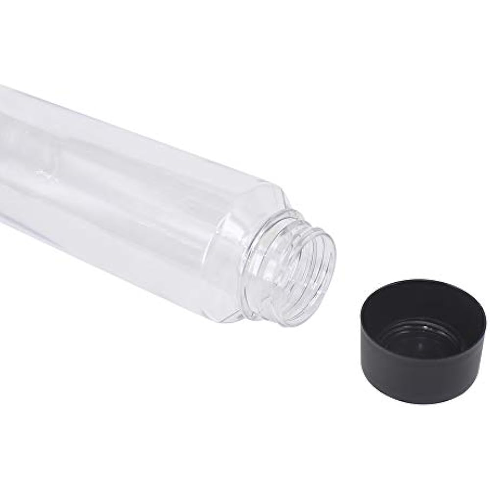 12 Pack 13.6 OZ (400 Ml) Clear PET Plastic Juice Bottles Black Lids