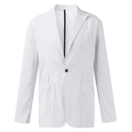 Men Linen Coat, NDGDA Male Slim Fit Cotton Blend Pocket Men's Solid Long Sleeve Thin Suits Blazer Jacket Outwear