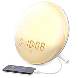 Wake Up Light, Cshidworld Sunrise Alarm Clock 7 Colored Sunrise Simulation & Sleep Aid Feature, Dual Digital LED Alarm Clock with FM Radio, 7 Natural Sound and Snooze for Kids Adults Bedrooms