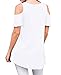 PrinStory Women's Short Sleeve Casual Cold Shoulder, 13 White, Size X-Large