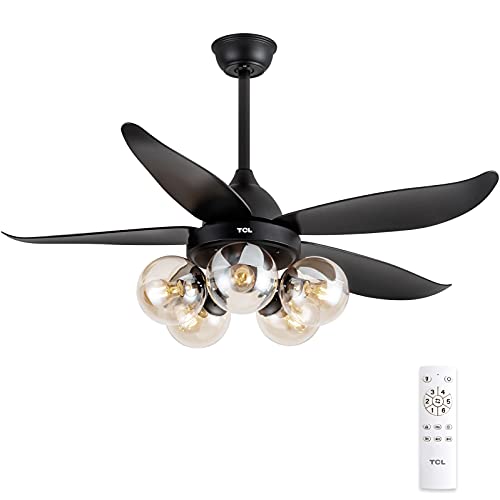 TCL 48" Black Ceiling Fan with Lights Remote Control, Classic Ceiling