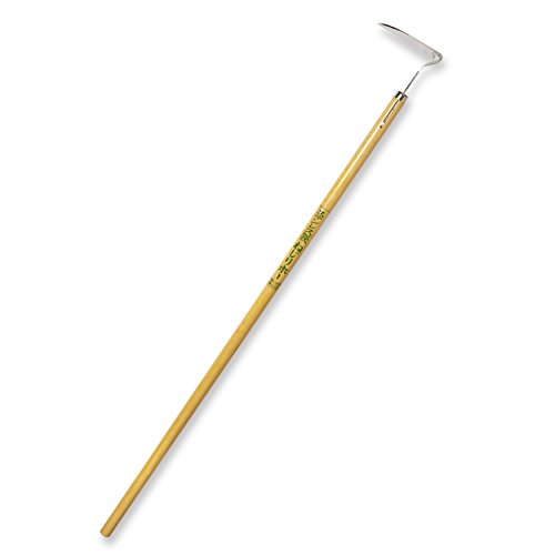 Nisaku NJP1010 Medium Length Nejiri Gama Sharpened Weeding Hoe, Authentic Tomita (Est. 1960) Japanese Stainless Steel, 4.5" Blade Width, Polished 45" Wood Handle