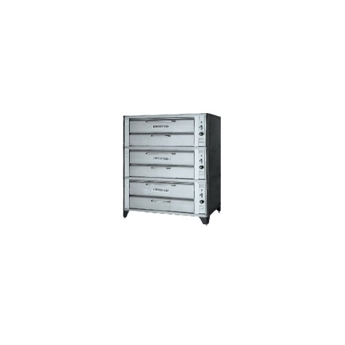 Small Gas Deck Oven For Baking & Roasting - Three Base Sections With 7 Inch Black Legs, Stainless Steel Draft Diverter Or Draft Hood, Small Crown Angle Trim And Triple Gas Connector -- 1 Each.