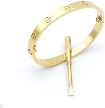 Luxury Official Celebrity Shine Love Screw Bangles Bracelets with Screwdriver for Women and Men(Gold-17cm)