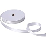 Jillson Roberts Bulk 1-Inch Double Faced Satin Ribbon Available in 20 Colors, White, 100 Yard Spool (BFR1024)