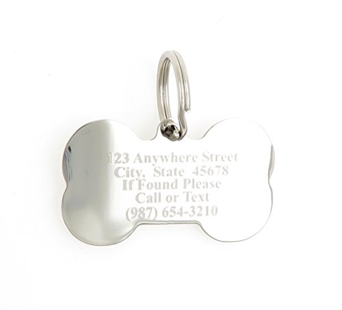 Custom Engraved Personalized Stainless Steel Bone Shape Swaroski Zirconia Dog Pet ID Jewelry Bling Tag - Thumbnail 2