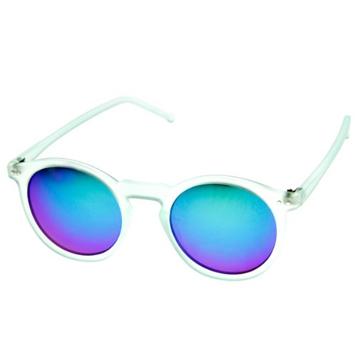 zeroUV - Retro Fashion P3 Frame Color Lens Round Horn Rimmed Sunglasses (Mint Ice)