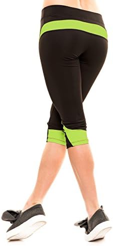 Issa Plus Workout Capris - Workout Leggings - Yoga and Workout Pants for Women (S, Black &amp; Salate)