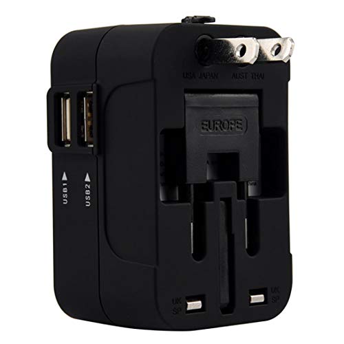 Travel Adapter,JDgoods World Universal All-in-One Travel Adapter With Dual USB Convertor Wall Plug Power For USA UK EU AUS (Black+White) - Thumbnail 2