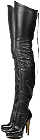Stupmary Women High Boots Rear Zip Platform Round Toe Over The Knee Boots Woman Shoes High Heeled Party Bootie Lace Up Botas