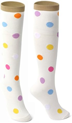 Delisocks Polka Dots White Cute Casual Novelty Knee High Socks For Teens, Womens