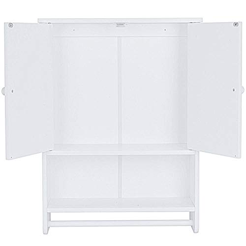 Wall Mounted Bathroom Storage Cabinet Bathroom Cabinet Organizer with Tower Hanger White - Thumbnail 3