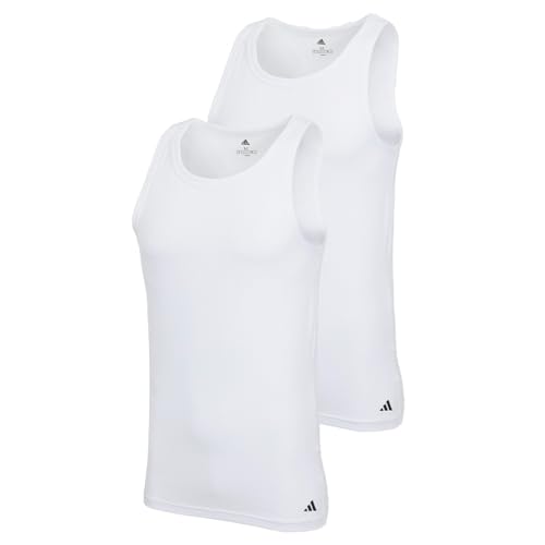 adidas Active Flex Cotton - Camiseta Interior de Tirantes para Hombre (2 Unidades), White_4am018, M