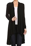ReneeC. Women's Extra Soft Natural Bamboo Long Open Front Cardigan - Made in USA
