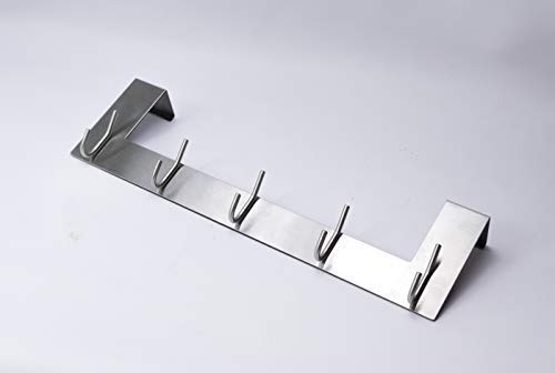 Pro Chef Kitchen Tools Over The Door Hook - 5 Coat Hooks - 15.5 Inches Wide and Fits Doors up to 1.5" Thick - No Drill Towel Rack for Bathroom Storage Closet - Behind The Door Organizer Clothes Rack