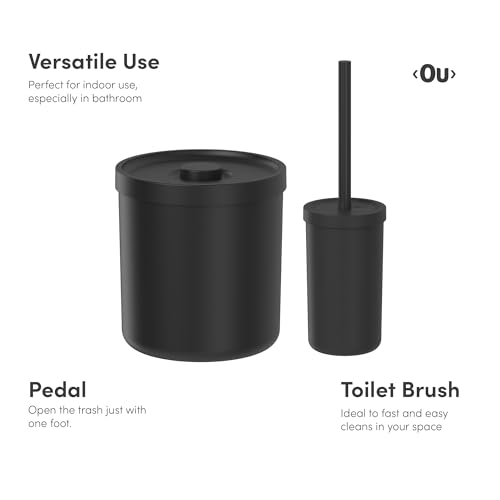Ou Kit Lixeira 6L e Escova Sanitária Bege Linha Bold