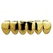 NIV'S BLING - 18k Yellow Gold-Plated Hip Hop Grillz Teeth Caps Stainless Steel 6 Tooth Set (Top/Bottom/Set)