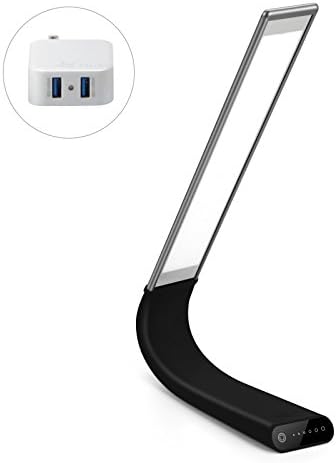 Singpad Wireless LED Desk Lamp Eye caring Table Lamp:Touch-Sensitive Control Panel ,6 Adjustable Brightness Levels,3 Light Modes, USB Rechargeable, 2 Port Adapter with Charging Cable (Black)