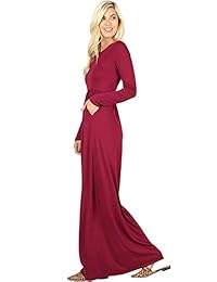 Sportoli Maxi Vestidos para Mujer Sólido Ligero Largo Casual Manga Larga con Bolsillo