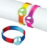 Fun Express - Dozen Rubber Tie-Dyed Peace Sign Bracelets