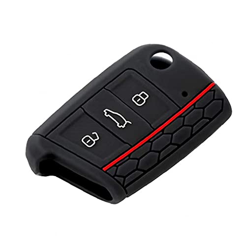 Silicone Car Key Cover 3 knoppen zacht rubber Flip sleutel Shell Case Remote Cover Car Key Protection Black Auto… - Afbeelding 3