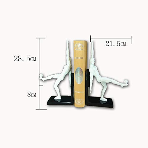 MQW Modern Minimalist Figure Sculpture Resin Bookend Magazine Shelf Living Room TV Cabinet Bedroom Hotel Cafe Bookstore Desktop Decoration 21.5 8 28.5CM Delicate and Beautiful (Color : Brass) - Thumbnail 3