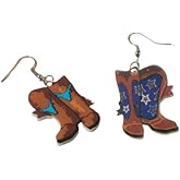 Western Cowboy Hat Boot Wreath Acrylic Dangle Earrings Stackable Festival Jewelry for Women