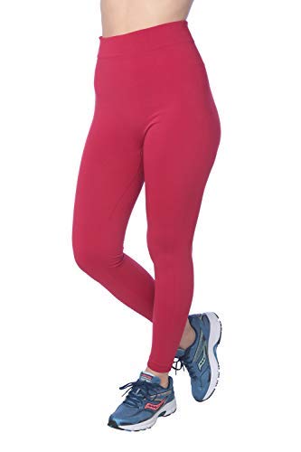 Active Club Women's Fleece Lined Leggings - Seamless High Waisted Soft Brushed (1X/2X, 2 Black/Light Brown/Red/Royal/Light Grey) - Thumbnail 2