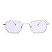 ZOGEEN Men Women Sunglasses Small Metal Frame Asymmetry Temple Z674 (Gold&Purple)