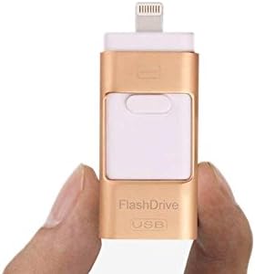 Aisopos Metal Waterproof iPhone USB Flash Drive 64GB i-Flash U-Disk Memory Stick Pen Drive for iPhone &amp; iPad, Android Cell Phone and Computer - gold