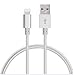 Ipone Charger Cable,6FT Lightning Cable Nylon Braided -[Apple MFi Certified] Series - for iPhone 6S Plus 6 Plus SE 5S 5 iPad iPod (Silver)