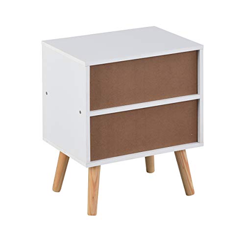 Aingoo Modern End Table for Sofa Bed White Mid Century Beside Table Night Stand H19 Wooden 12MM PB