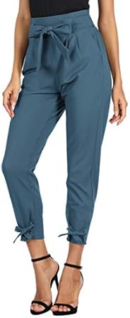 GRACE KARIN Women's Casual Pants Solid High Waist Self Tie Belted Pencil Tro