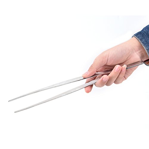 Adecco LLC Stainless Steel Tongs tweezer with precision serrated tips for surgical & sea food (12")