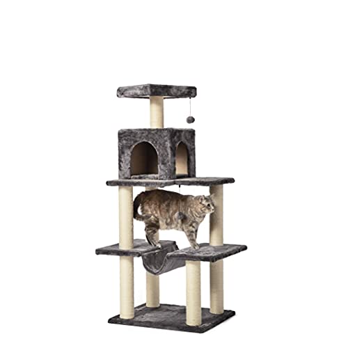Amazon Basics Small Cat Tree with Condo And Hammock 61.5 x 51 x 36
