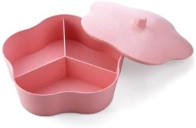 &ZHOU Kitchen Supplies,Wheat Straw, Division Format, Dried Fruit Boxes, Trays, Fruit Plate, Dried Fruit Plate, Living Room Snack Tray, Candy Dish, Pink