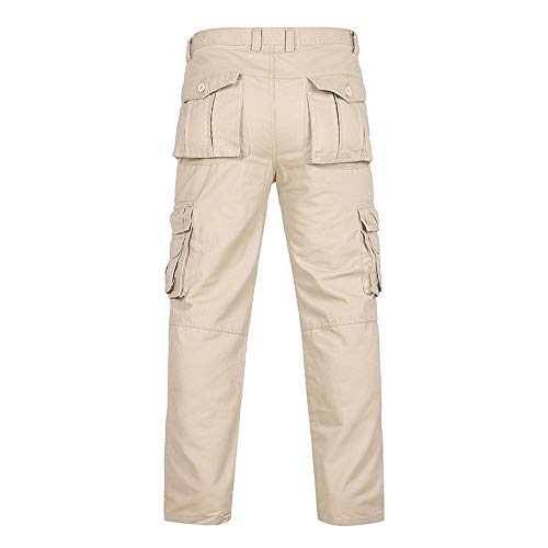 Fashion Men's Casual Outdoors Button Multi-Pocket Work Trouser Cargo Long Pants Beige - Thumbnail 3