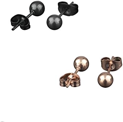 2-4Pairs 316L Surgical Stainless Steel Round 5mm Ball Studs Earrings