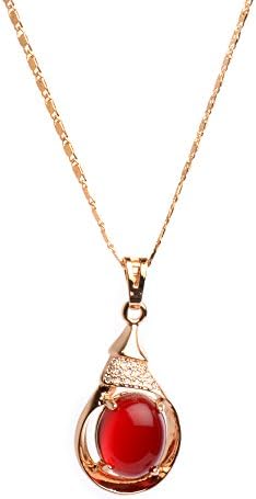 Helen Accessories - Accessories for women - Gold plated necklace surrounded with red ruby gemstone and crystal beads on it
