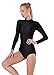 Kepblom Adult Ballet Dance Leotard Turtleneck Long Sleeve Spandex Bodysuit Tops for Women