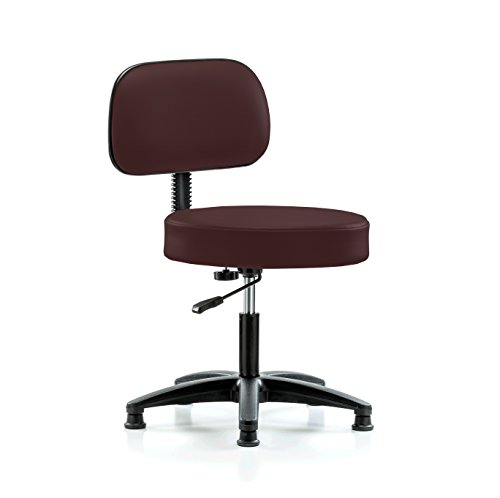 Perch Walter Stationary Height Adjustable Exam Stool with Back | Desk Height | 300-Pound Weight Capacity | (Burgundy Fabric)