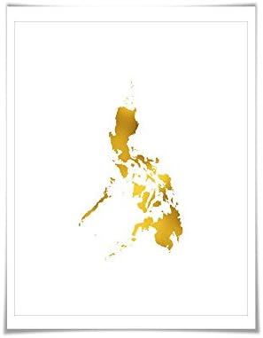 Philippines Map Gold Foil Art Print. 7 Foil Colours/3 Sizes. Travel Poster. Country Map Wall Art