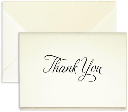 Black Fancy Script Thank You Cards - Pack of 25 - 5" x 3.5"