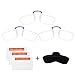 Noble Ultra Slim and Flat Reading Glasses Thin and Flexible Rimless (3 Pack) with 3 Wallet Mini Card Holder and 1 Silicone Stick On Portable Cell Phone Case for Men and Women (1.50 Strength)
