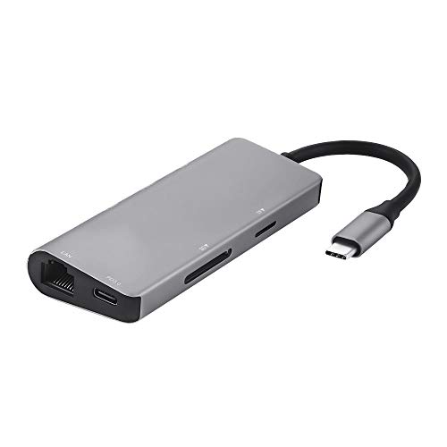 7in1 Type C USB 3.1 To HDMI Rj45 Hub, USB 3.0 Type C Hub Hdmi SD Card Reader to Rj45 Lan Adapter Charger for Macbook - Thumbnail 5